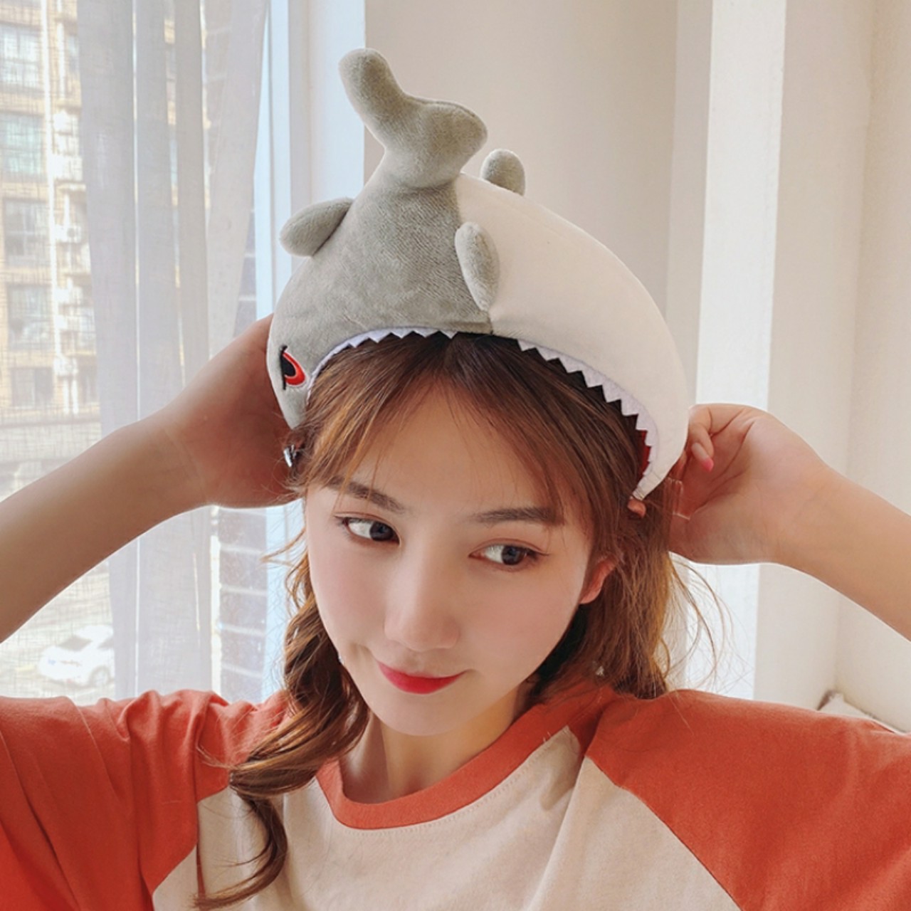 Wide mouth shark headband