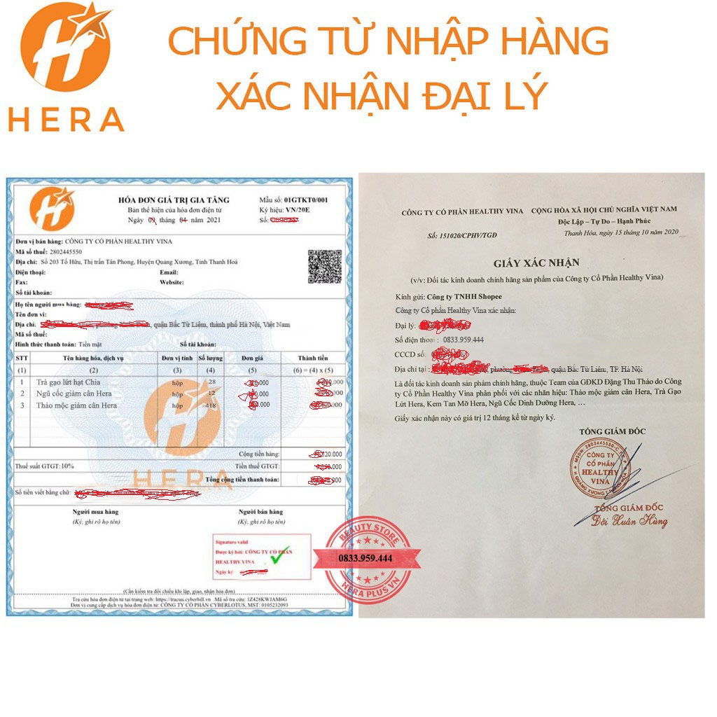 Trà Giảm cân Hera Plus 30 viên+ kèm phiếu bảo hành