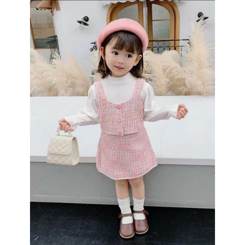 Set váy cho bé gái phong cách Hàn Quốc