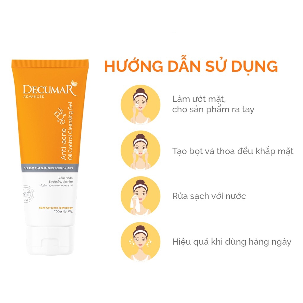 Sữa Rửa Mặt Kiểm Soát Nhờn Mụn Dạng Gel Decumar Advanced (CVI) (Tuýp 100 gram) [Chính Hãng]
