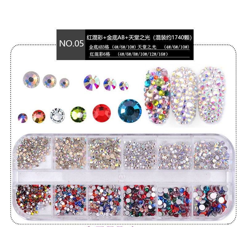 Khay đá đính móng nhiều màu nhiều size -phụ kiện nails