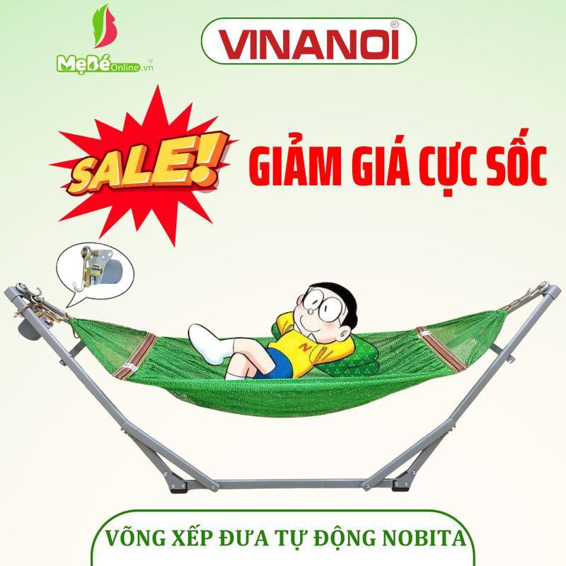 Võng xếp tự động khung thép elip cho bé nobita bao gồm khung võng, lưới võng màu xanh lá, máy đưa võng sức đưa 35 kg