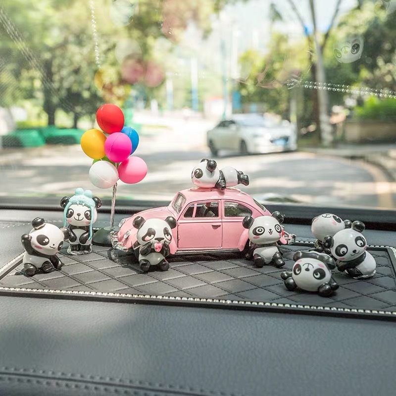 Set gấu trúc trang trí taplo xe hơi cao cấp chính hãng