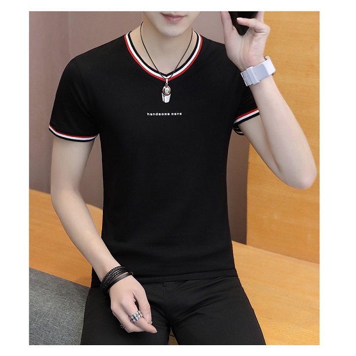 Áo thun nam cao cấp cổ tim hot trend 2021