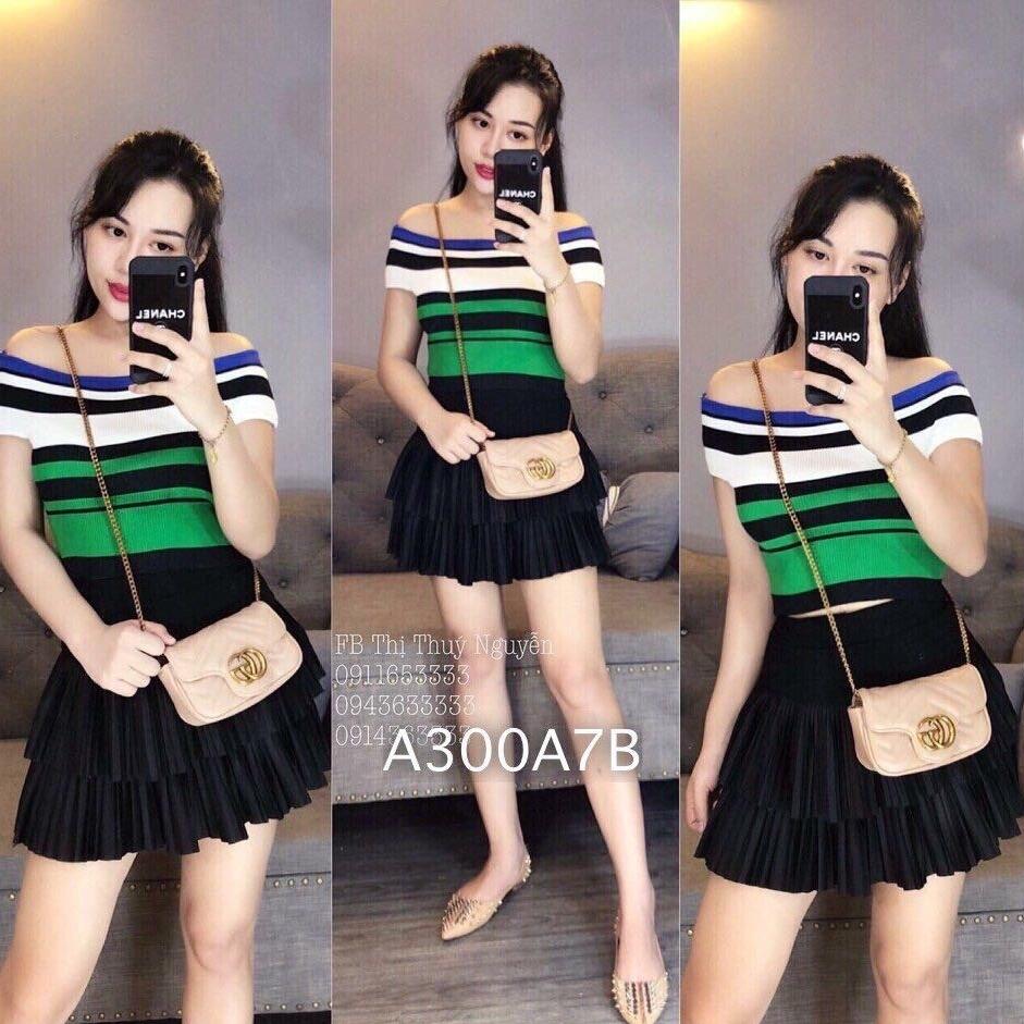 Áo thun sọc trễ vai