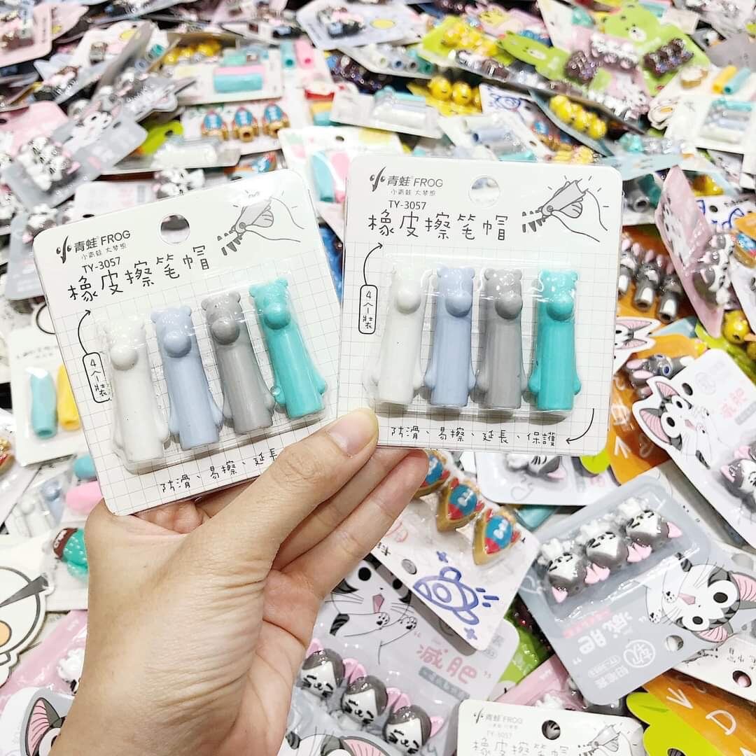[MUA 2 GIẢM 5%]Set Nắp Đậy Bút Chì Chuốt Mẫu Thú Cute cho bé
