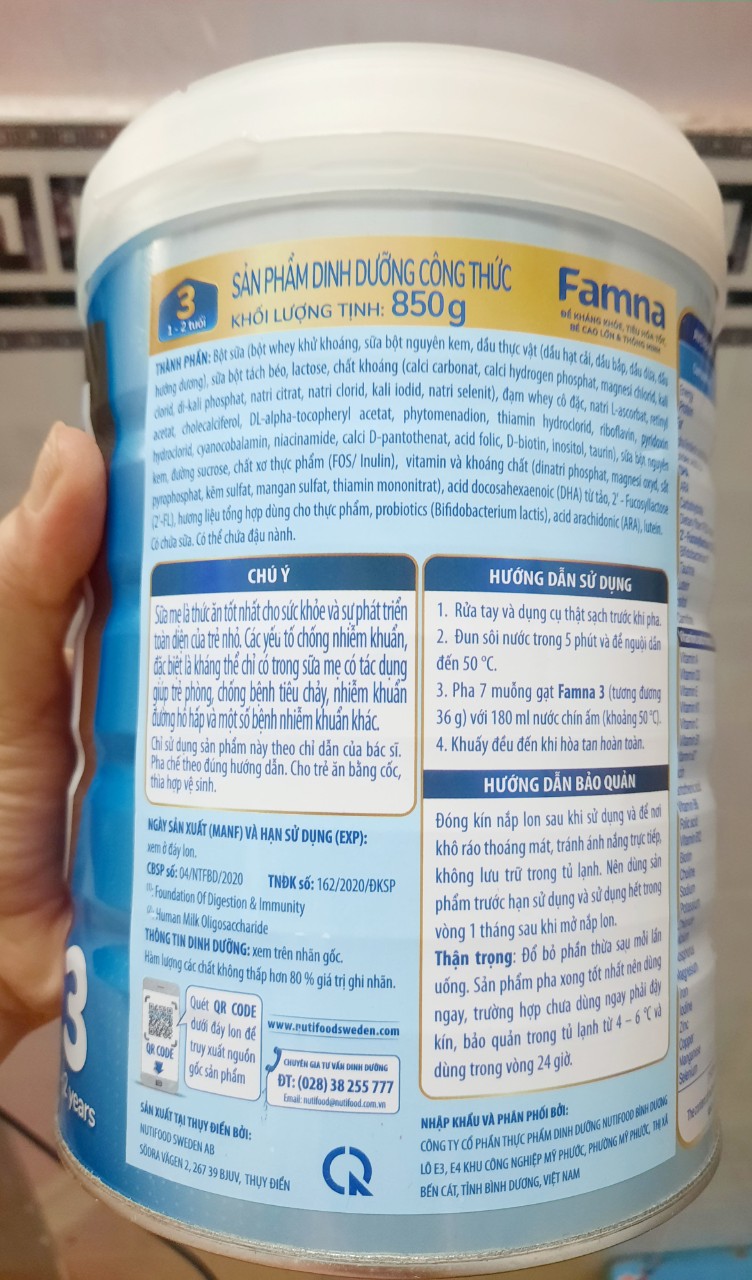 Sữa Bột Nutifood Famna số 1, 2,3 - 850g