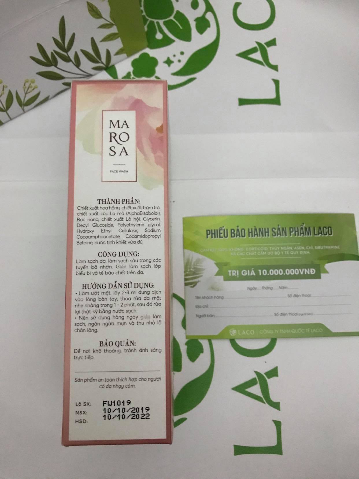 Sữa rửa mặt marosa - laco