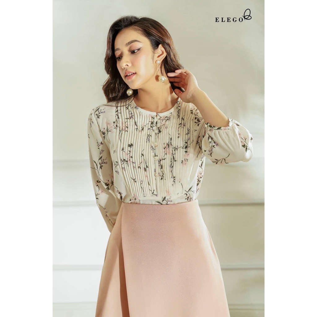 Set áo luạ hoa nhí chân váy dài màu hồng