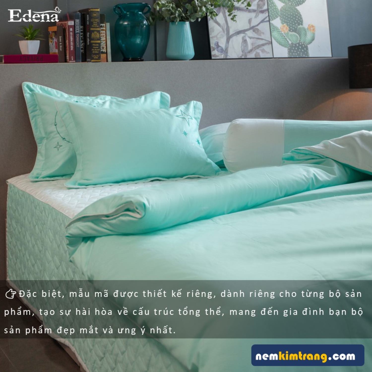 GA (Drap) Nệm Coton Solid Edena Mẫu 376 - CHÍNH HÃNG, CAO CẤP