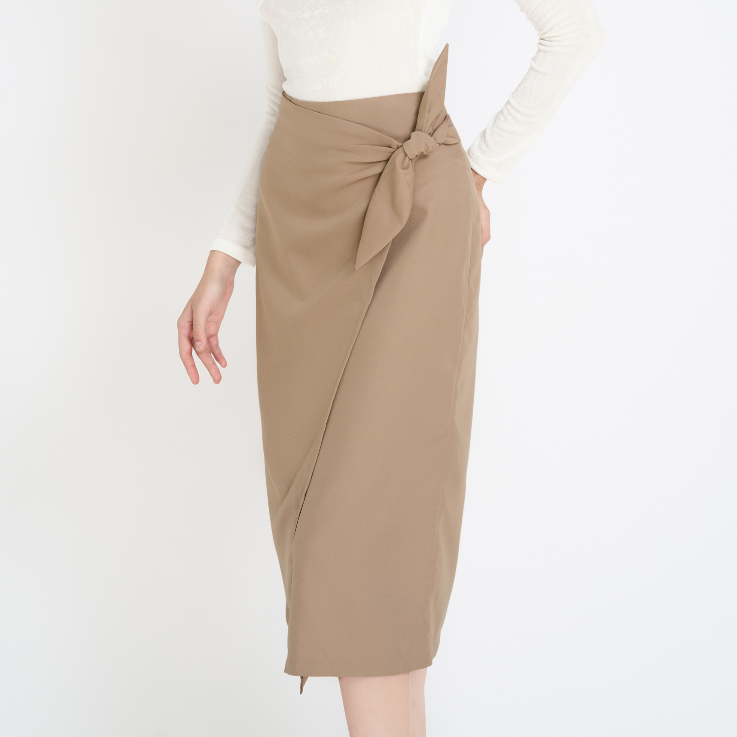 Chân váy midi cotton lạnh cột nhún Maybi