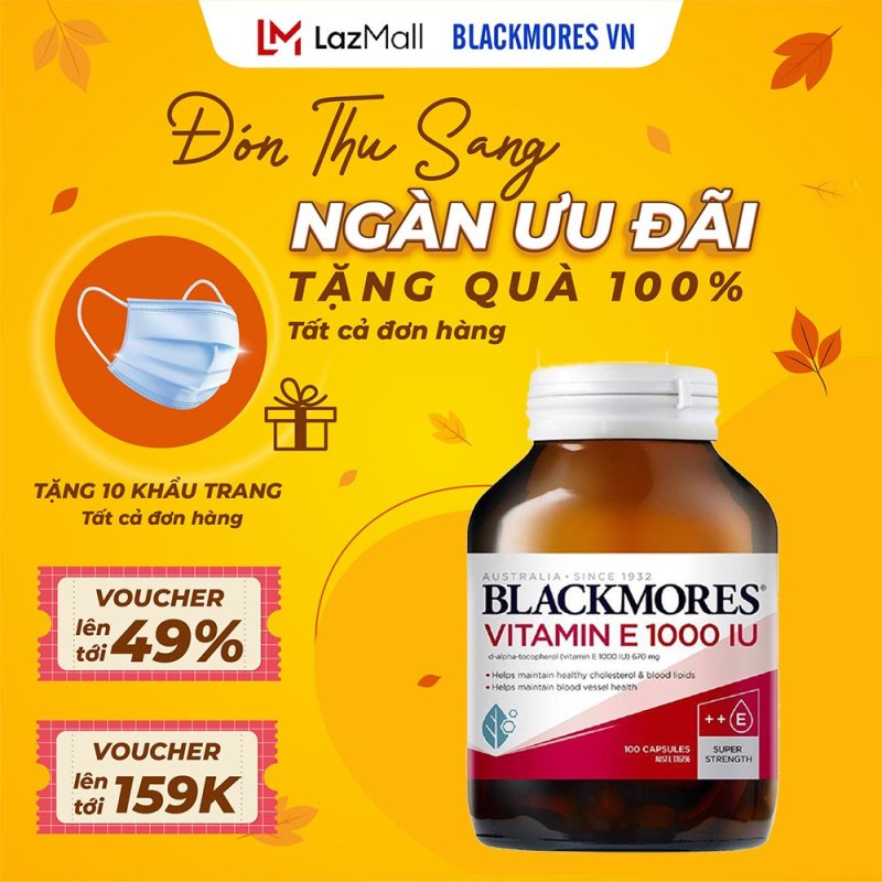 Blackmores Vitamin E 1000IU 30 Capsules - Viên uống bổ sung vitamin E Blackmore Úc giúp da sáng khỏe cao cấp