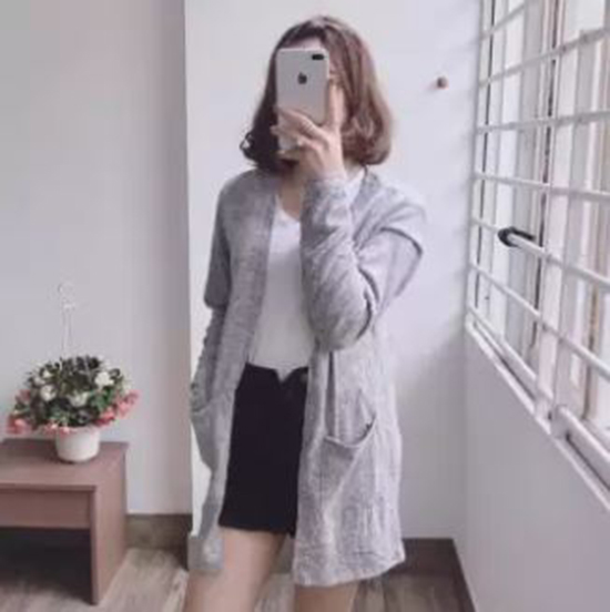 Áo khoác nhẹ cardigan len nữ dáng dài mỏng phối hai túi ntd wm jk 032