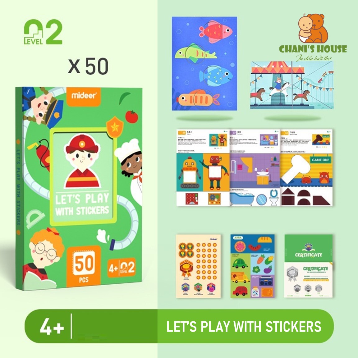 Đồ chơi thủ công mideer diy origami, cắt giấy và dán stickers theo cấp độ