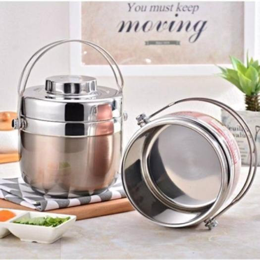 Hộp cơm giữ nhiệt dạng bom 2 ngăn 1.3l, camen bom hàn quốc 2 ngăn -cặp lồng bom xuất hàn 1,3l