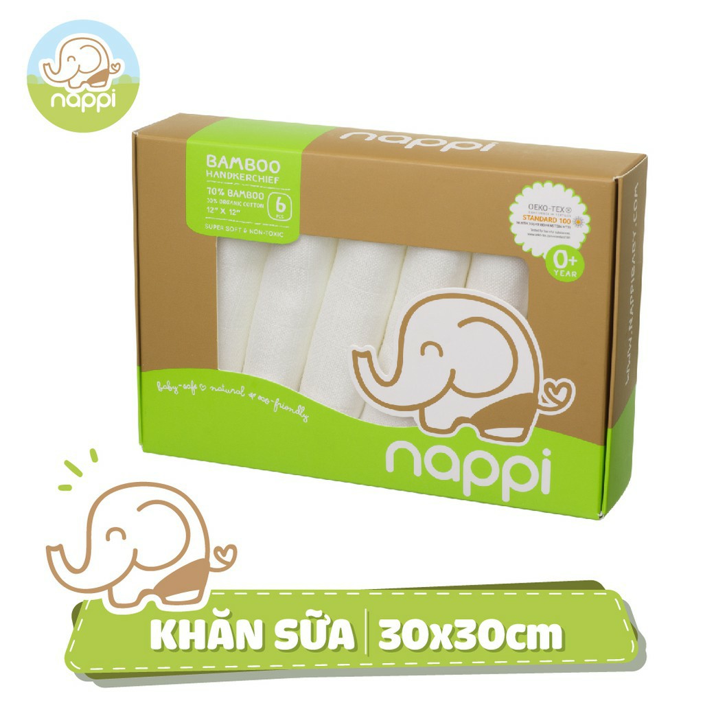 [HCM]Khăn sữa sợi tre Nappi (6 chiếc/ hộp)