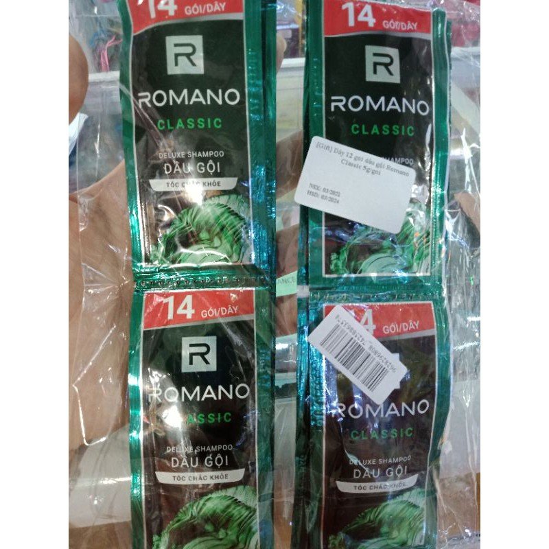 Dây 12 gói dầu gội Romano Classic 5g/gói