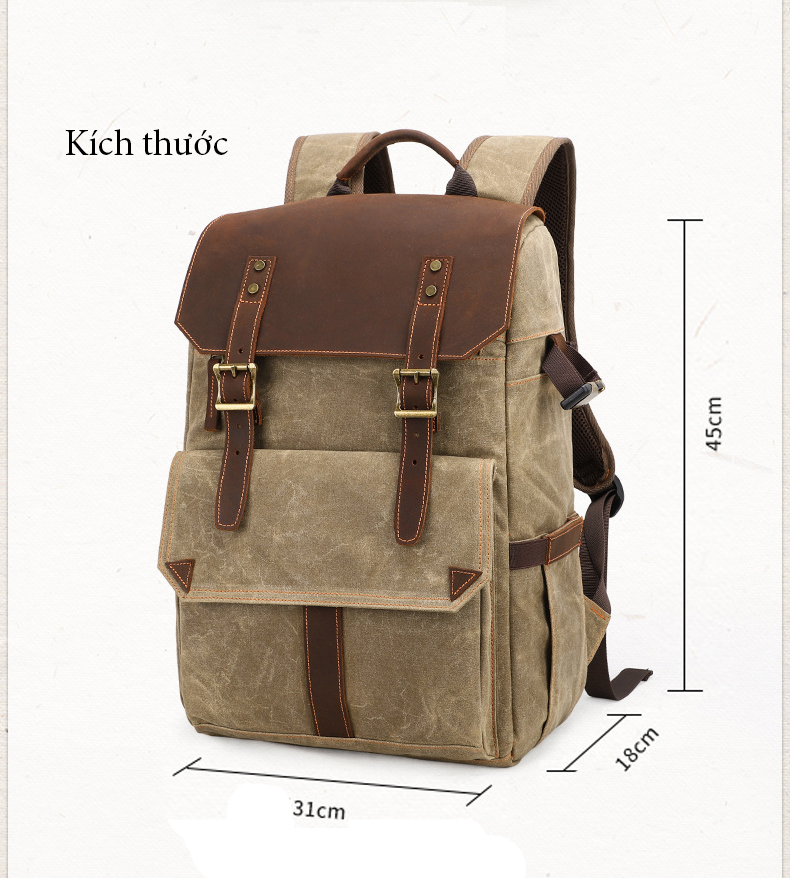 [HCM]Balo đựng máy ảnh vải canvas cao cấp
