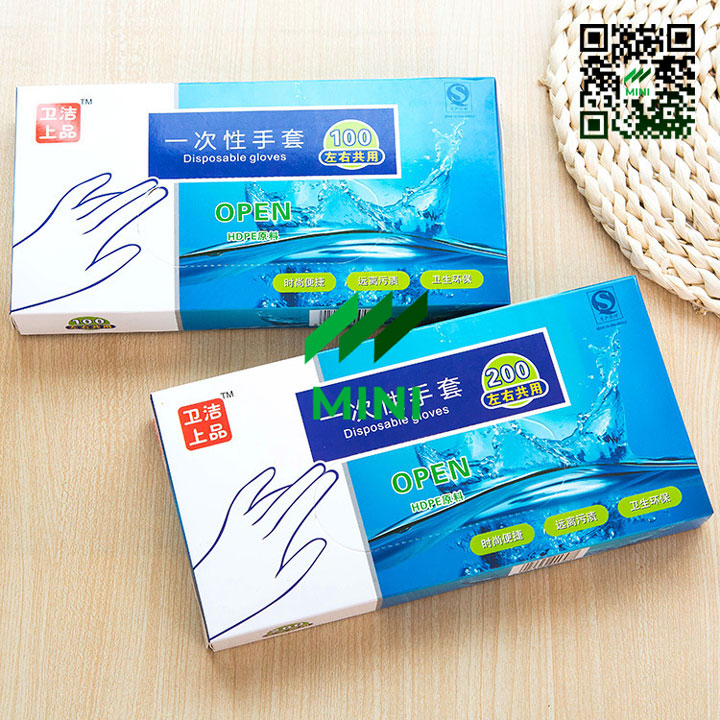 1 hộp / 200 chiếc - găng tay nylon dùng 1 lần