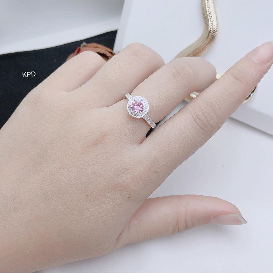 Nhẫn bạc Ý mặt đá tròn MS59