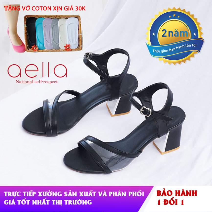 Giày nữ ,giày sandal cao gót aella ae002 - Quai phối meka sắc sảo ,tinh tế - Giày sandal nữ cao gót đế vuông, giày sandal 5cm giá rẻ