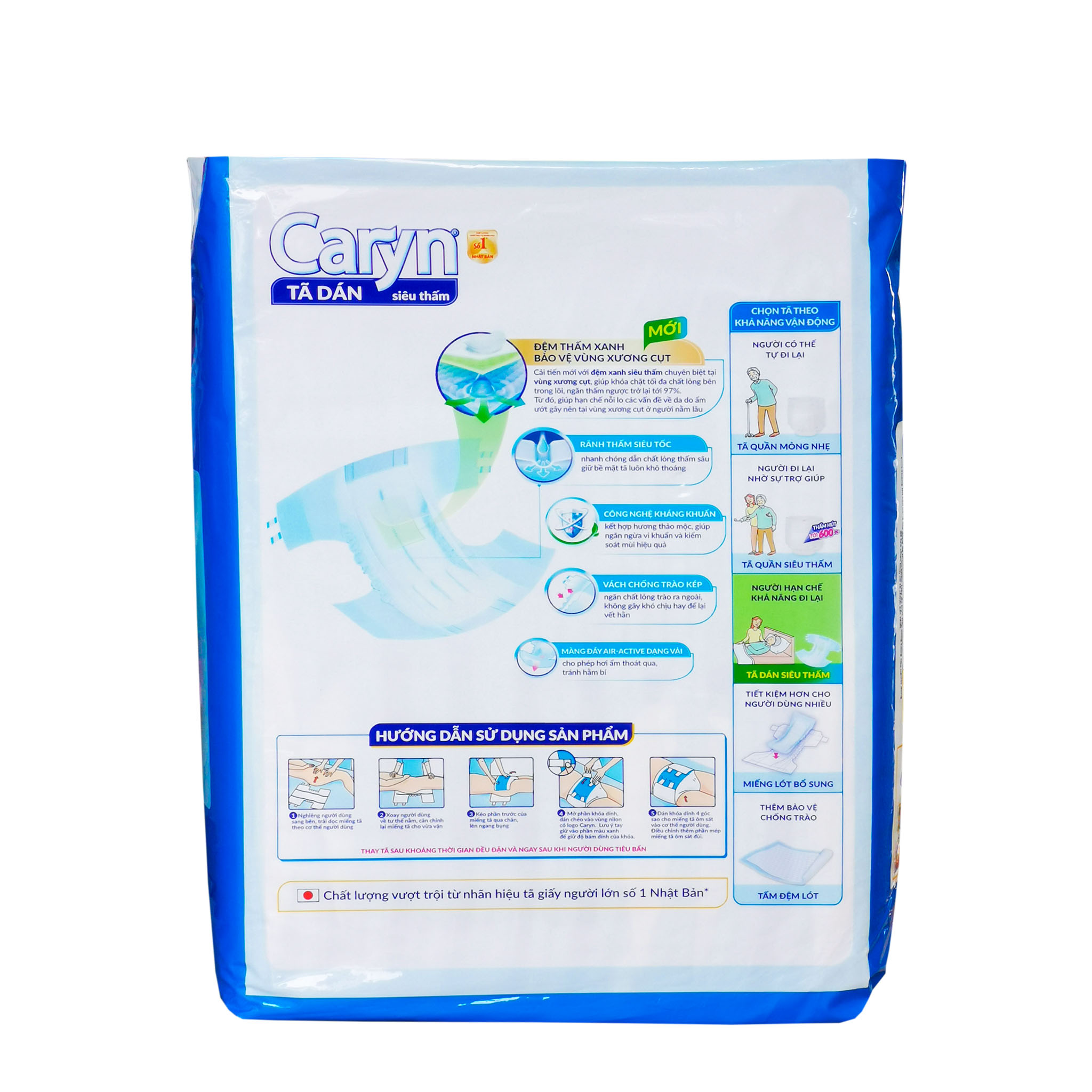Tã Dán Siêu Thấm Caryn Size M10/L10/XL10