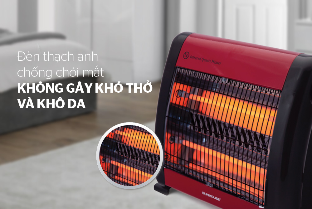 Đèn sưởi điện 3 bóng halogen Sunhouse SHD7016 - Có ảnh thật