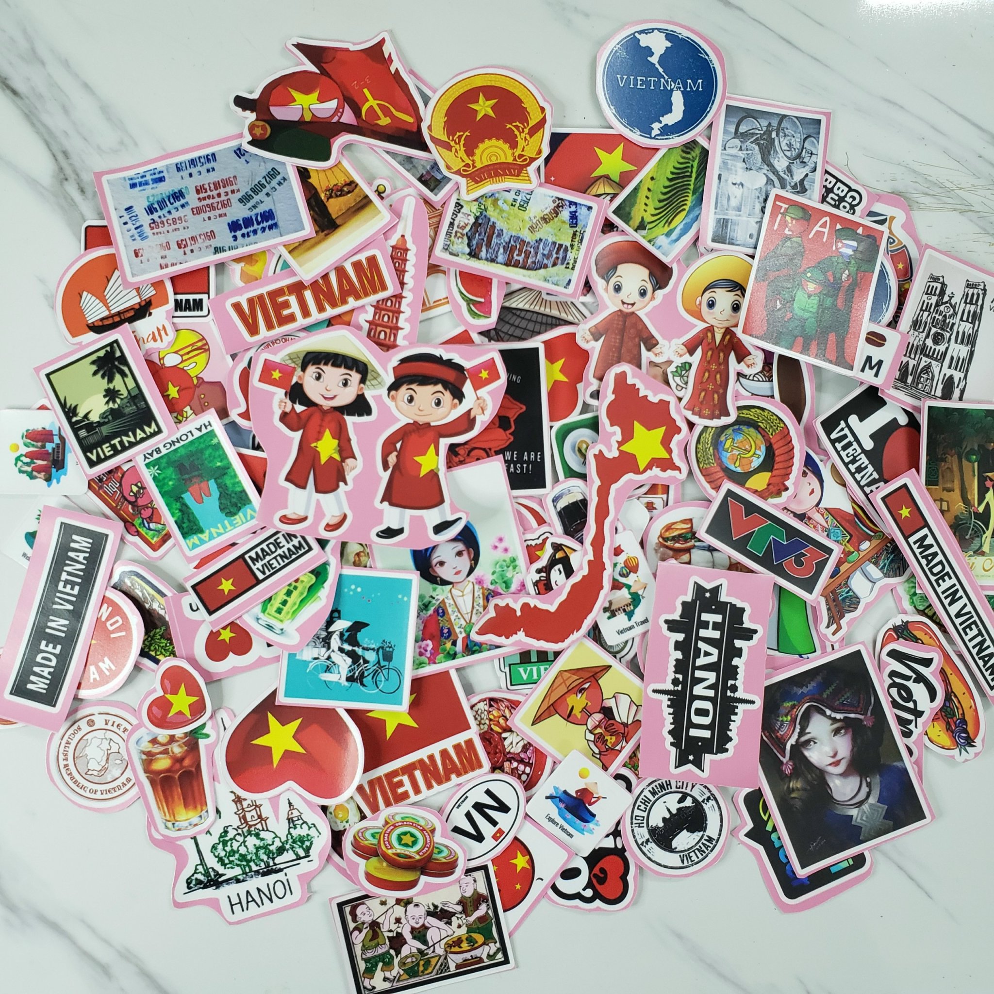 Hình dán sticker việt nam | sticker dán nón bảo hiêm, điện thoại, laptop, bình nước...chất liệu decal chống nước