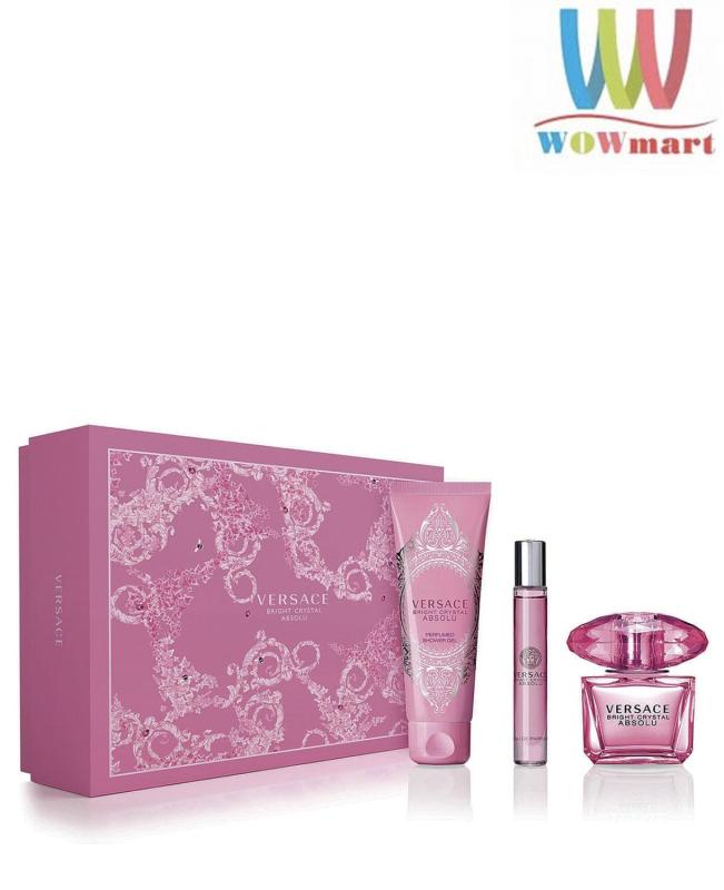 Versace Bright Crystal Absolu EDP Gift Set 3 ( nước hoa 90ml / lotion 150ml / chai xịt 10ml ) - PHÁP