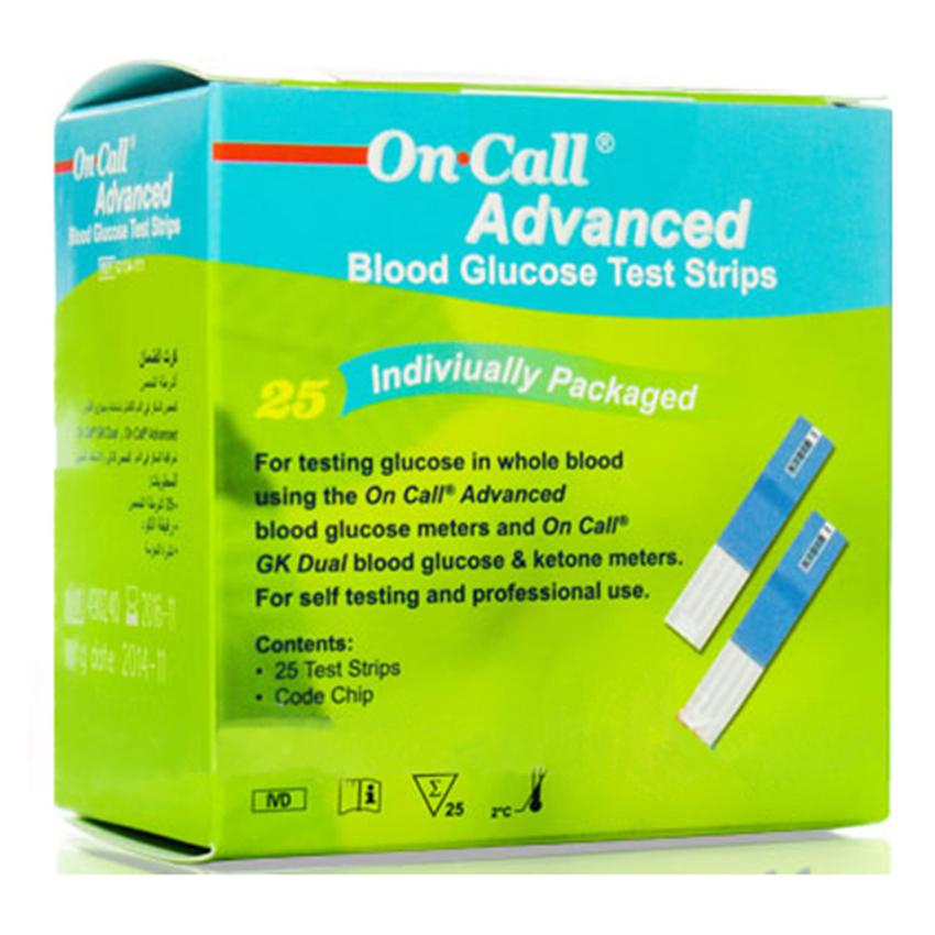 Que thử đường huyết tiểu đường OnCall Advanced (Hộp 25 que)