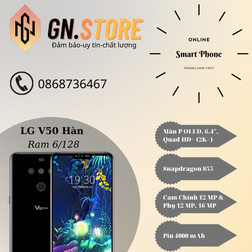 Điện thoại LG v50 thinq hàn quốc 128g siêu mượt