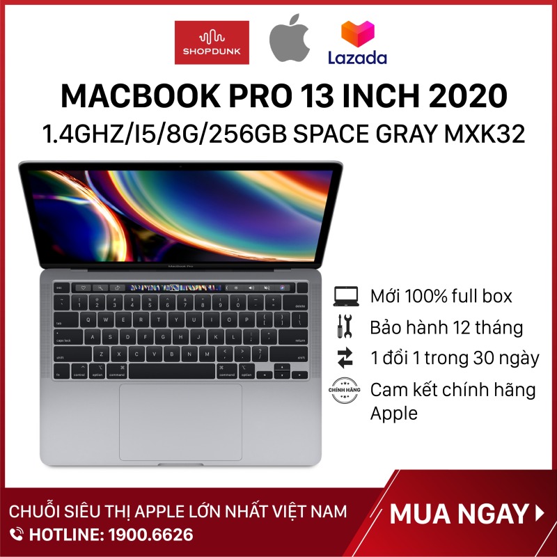 Bảng giá Laptop Macbook Pro 13 inch 2020 1.4GHz/i5/8G/256GB SSD Space Gray MXK32, Hàng chính hãng Apple, mới 100%, nguyên seal, Bảo Hành 12 Tháng Phong Vũ