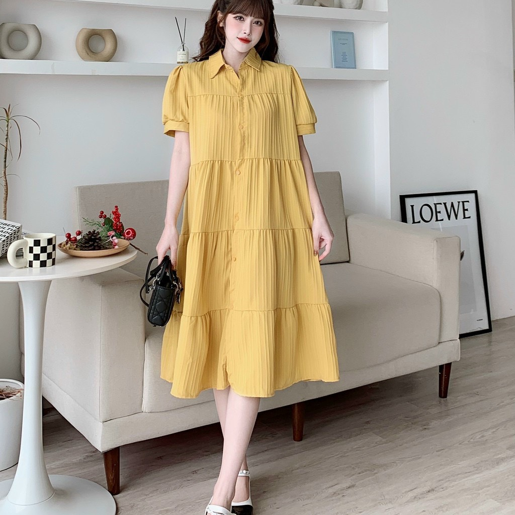 Đầm bầu -váy bầu công sở thắt nơ eo xinh xắn