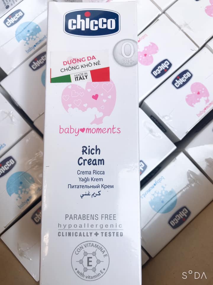 Kem dưỡng ẩm chứa Omega và vitamin E Chicco (0M+) 100ml
