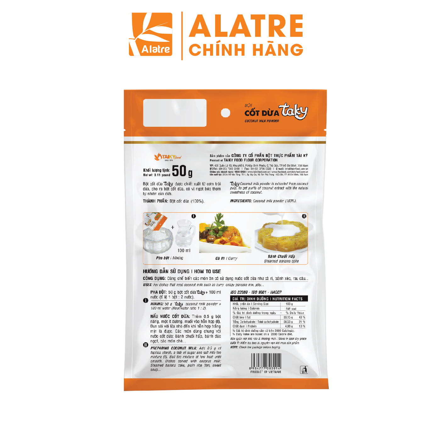 Tai Ky Coconut Milk Powder, 50g Pack (100% Coconut Milk)