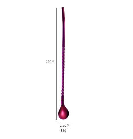 (Wash Brush gift) practical reusable stainless steel straw spoon-2 in 1 spoon-stainless steel straw-Muong stainless steel-coffee spoon