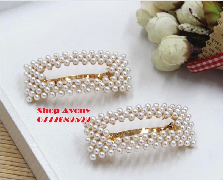 [HCM]kẹp tóc đính hạt ngọc trắng
