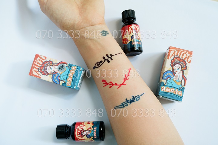 【INK TATTO】Mực Xăm 15Day Phiên Bản Cao Cấp [Màu Đen - Đỏ - Xanh] [ Tặng 3 Khuôn xăm + hình Sticker]  No.3