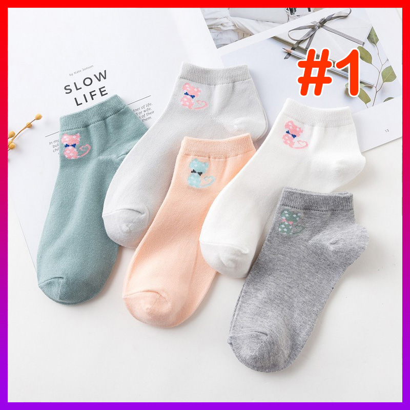 Set 5 Đôi Vớ ngắn nữ Mèo con Chibi - NHShop