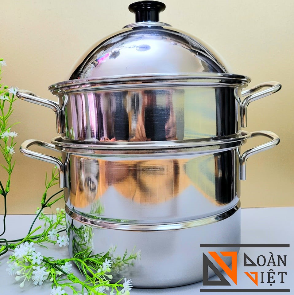 Set pot xửng steamer 2 floor grates steaming loose multipurpose use. Take the kind of kitchen, induction cooker. More size (28cm, 24cm, 20cm)