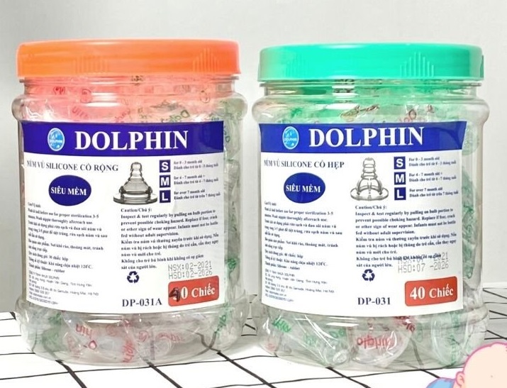 Combo 4 Núm Vú Silicon Thay Thế Dolphin cổ hẹp