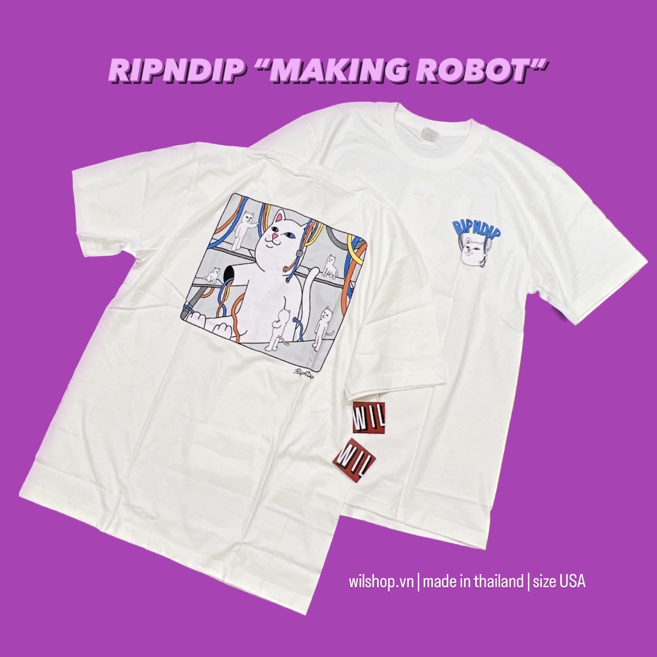 (M, L, XL) ÁO MÈO RIPNDIP - ÁO THUN UNISEX SIZE USA