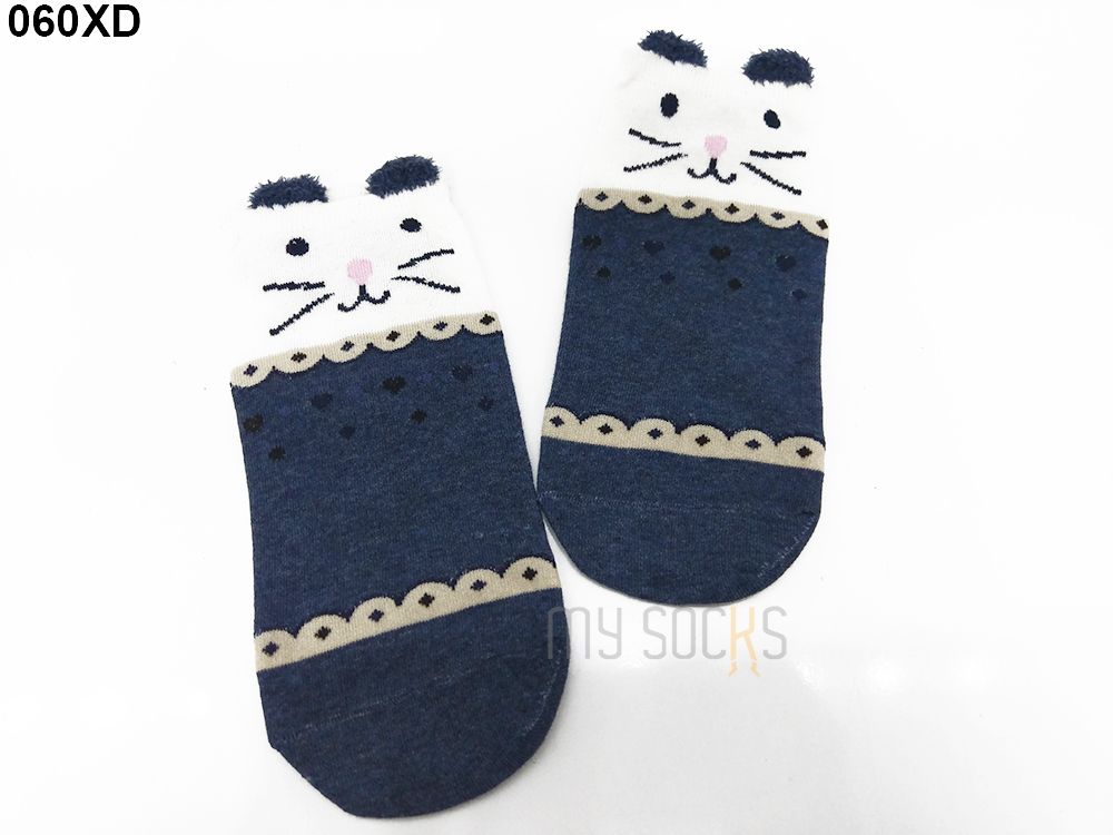 Vớ nữ cotton mèo 3D cổ thấp
