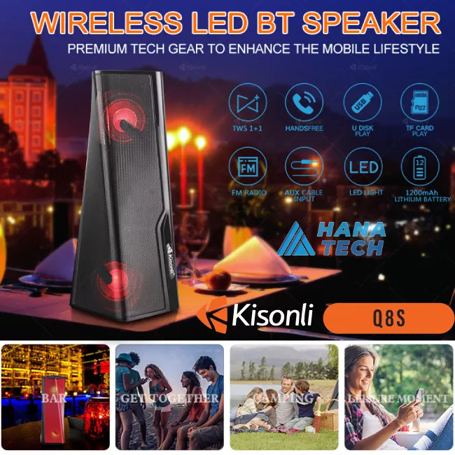 LOA BLUETOOTH Q8S KISONLI , CÓ LED