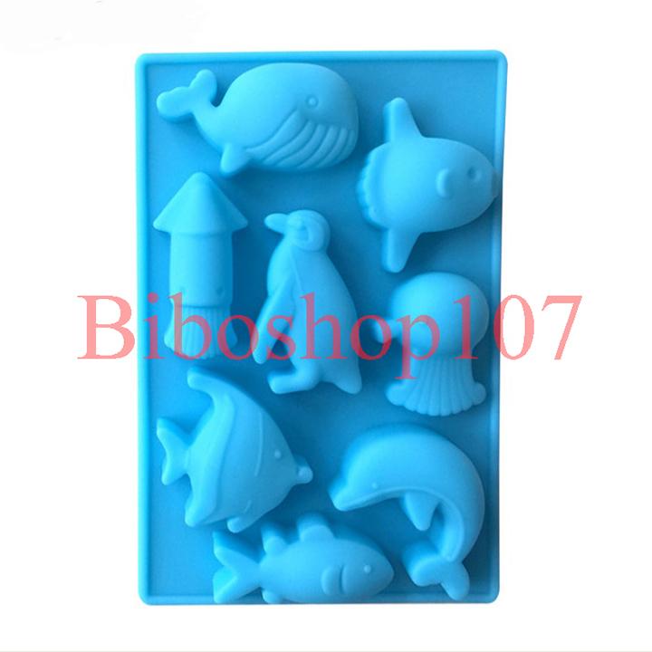 Khuôn silicon làm thạch, rau câu, socola 8 động vật biển