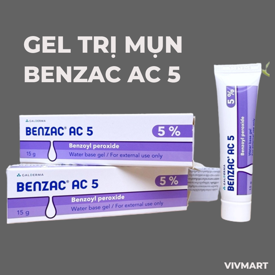 Kem chấm giảm mụn Benzac 5% Benzoyl Peroxide 15g