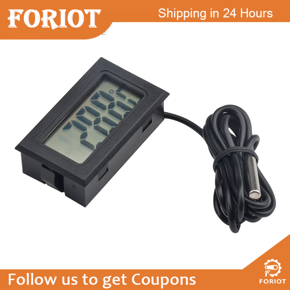 Foriot Nhiệt Kế Hiển Thị Kỹ Thuật Số Nhúng FY-10 Với Dây 1M Nhiệt Kế Hình Chữ Nhật Màu Đen Ẩm Kế Máy Đo Độ Ẩm Nhiệt Độ Bể Cá