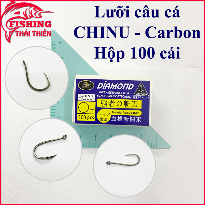 Lưỡi Câu Cá Chinu Carbon Coastline Diamond Hộp 100 Cái