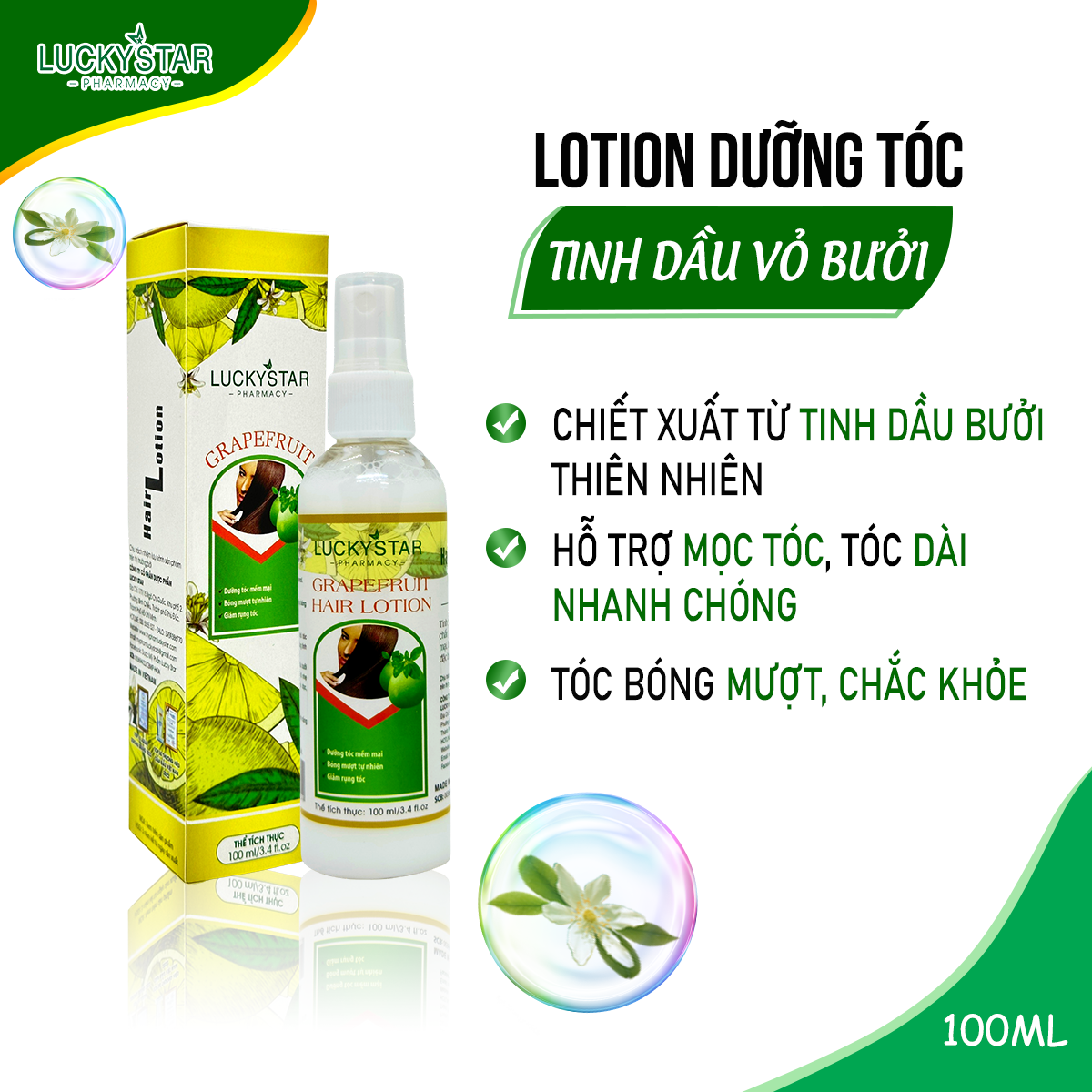 Lotion Dưỡng Tóc Tinh Dầu Bưởi Lucky Star