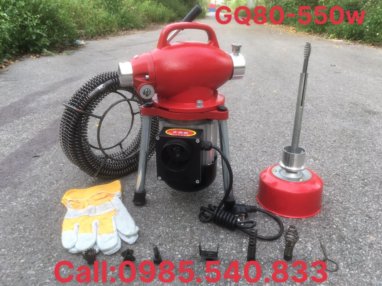 MÁY THÔNG CỐNG GQ80-550w (12M dây phi16 +4m phi8 + 6đầu thông + 1 đôi găng tay )
